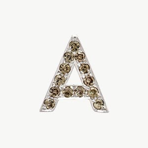 White Gold, Brown Diamond Letter Bead - Roxanne First