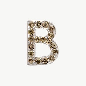 White Gold, Brown Diamond Letter Bead - Roxanne First