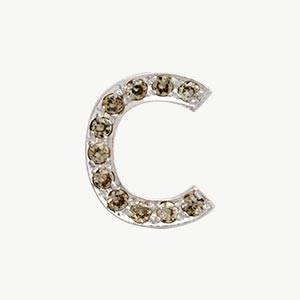 White Gold, Brown Diamond Letter Bead - Roxanne First