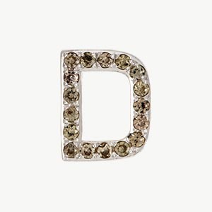 White Gold, Brown Diamond Letter Bead - Roxanne First