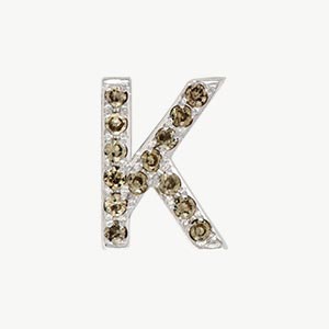 White Gold, Brown Diamond Letter Bead - Roxanne First