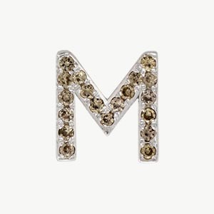 White Gold, Brown Diamond Letter Bead - Roxanne First