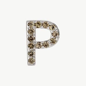 White Gold, Brown Diamond Letter Bead - Roxanne First