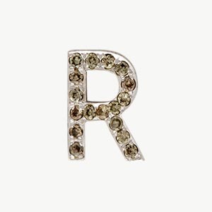 White Gold, Brown Diamond Letter Bead - Roxanne First