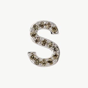 White Gold, Brown Diamond Letter Bead - Roxanne First