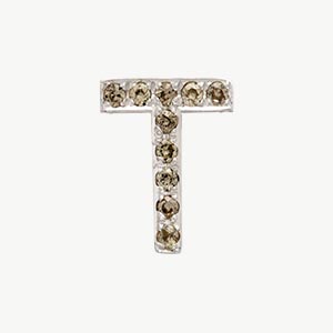 White Gold, Brown Diamond Letter Bead - Roxanne First