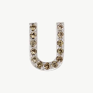 White Gold, Brown Diamond Letter Bead - Roxanne First