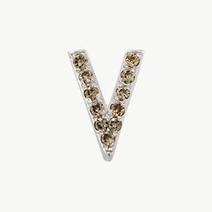 White Gold, Brown Diamond Letter Bead - Roxanne First