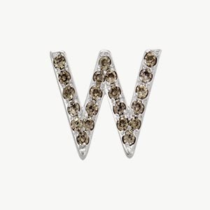 White Gold, Brown Diamond Letter Bead - Roxanne First