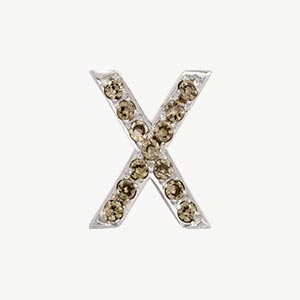 White Gold, Brown Diamond Letter Bead - Roxanne First