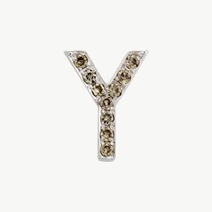 White Gold, Brown Diamond Letter Bead - Roxanne First