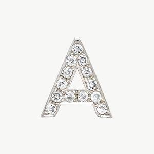 White Gold, White Diamond Letter Bead - Roxanne First