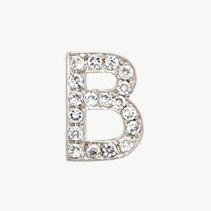 White Gold, White Diamond Letter Bead - Roxanne First