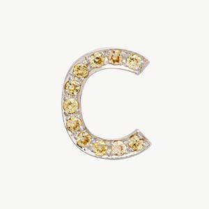 White Gold, Yellow Sapphire Letter Bead - Roxanne First
