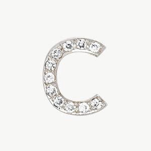 White Gold, White Diamond Letter Bead - Roxanne First