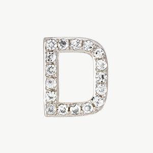 White Gold, White Diamond Letter Bead - Roxanne First