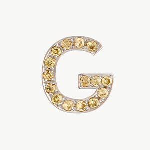 White Gold, Yellow Sapphire Letter Bead - Roxanne First