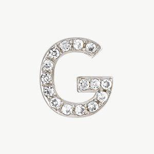 White Gold, White Diamond Letter Bead - Roxanne First