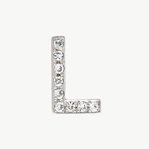 White Gold, White Diamond Letter Bead - Roxanne First