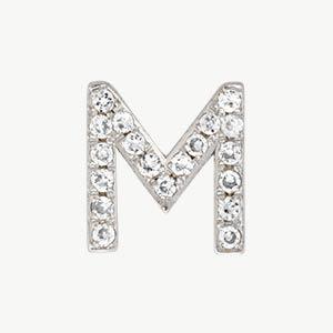 White Gold, White Diamond Letter Bead - Roxanne First