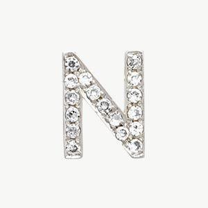 White Gold, White Diamond Letter Bead - Roxanne First