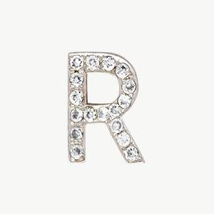 White Gold, White Diamond Letter Bead - Roxanne First
