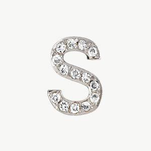 White Gold, White Diamond Letter Bead - Roxanne First