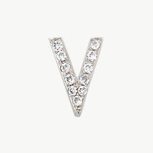 White Gold, White Diamond Letter Bead - Roxanne First