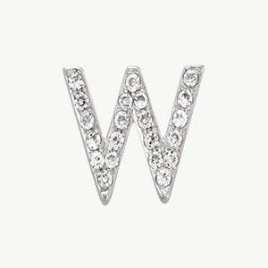 White Gold, White Diamond Letter Bead - Roxanne First