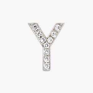 White Gold, White Diamond Letter Bead - Roxanne First