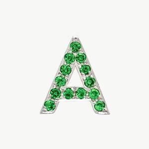 White Gold, Green Garnet Letter Bead - Roxanne First