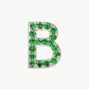 White Gold, Green Garnet Letter Bead - Roxanne First