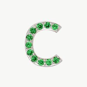 White Gold, Green Garnet Letter Bead - Roxanne First