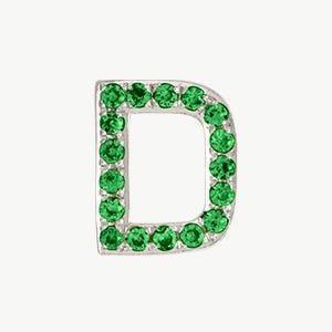 White Gold, Green Garnet Letter Bead - Roxanne First