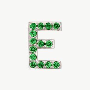 White Gold, Green Garnet Letter Bead - Roxanne First