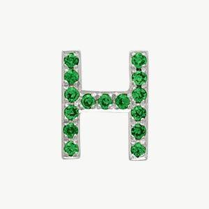 White Gold, Green Garnet Letter Bead - Roxanne First