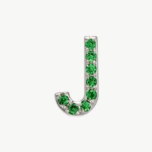 White Gold, Green Garnet Letter Bead - Roxanne First