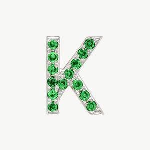 White Gold, Green Garnet Letter Bead - Roxanne First