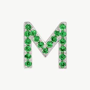 White Gold, Green Garnet Letter Bead - Roxanne First