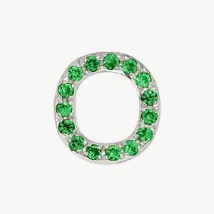 White Gold, Green Garnet Letter Bead - Roxanne First