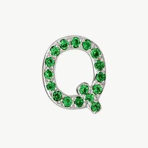 White Gold, Green Garnet Letter Bead - Roxanne First