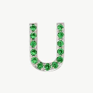 White Gold, Green Garnet Letter Bead - Roxanne First