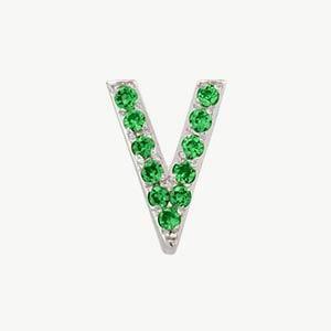 White Gold, Green Garnet Letter Bead - Roxanne First