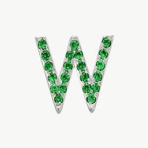 White Gold, Green Sapphire Letter Bead - Roxanne First