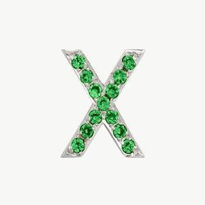 White Gold, Green Sapphire Letter Bead - Roxanne First