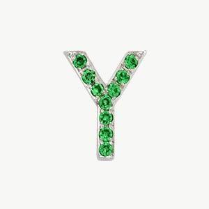 White Gold, Green Sapphire Letter Bead - Roxanne First
