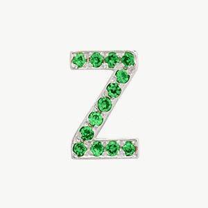 White Gold, Green Sapphire Letter Bead - Roxanne First