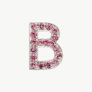 White Gold, Pink Sapphire Letter Bead - Roxanne First