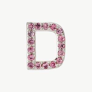 White Gold, Pink Sapphire Letter Bead - Roxanne First