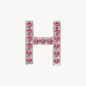 White Gold, Pink Sapphire Letter Bead - Roxanne First